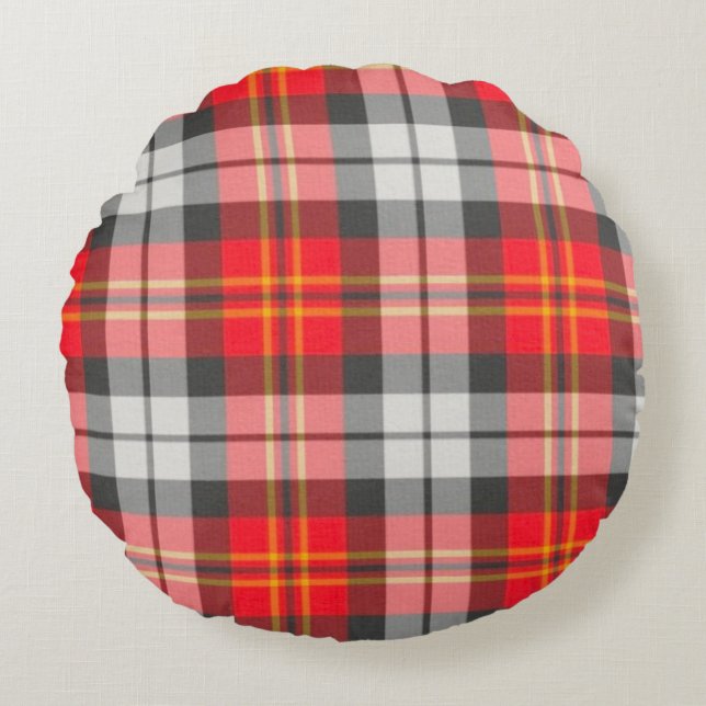 Coussin Rond Tartan Rouge et Vert Vibrant - Circ (Devant)