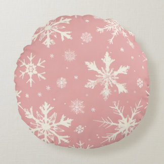 Coussin rond un motif de cristaux de neige