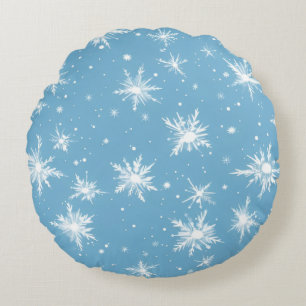 Coussin rond un motif de cristaux de neige