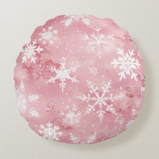 Coussin rond un motif de cristaux de neige