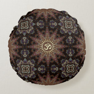 Coussin rond V3-Vintage Esprit bohémien OM Yoga