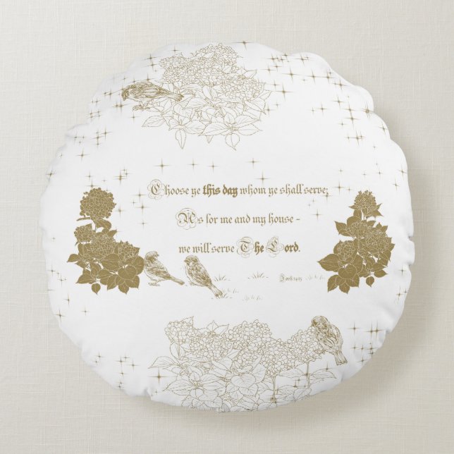 Coussin rond verset de la Bible Choisissez-vous ce (Devant)