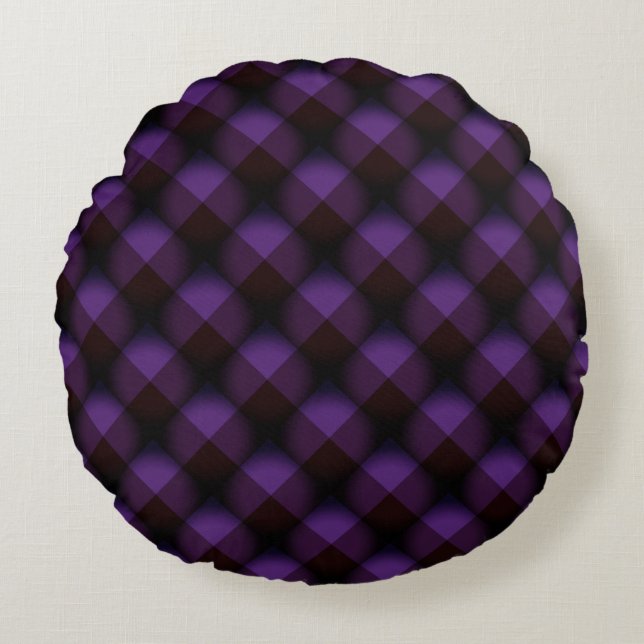 Coussin rond violet Check - moderne (Devant)