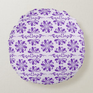 Coussin rond violet moderne Fleur Élégance