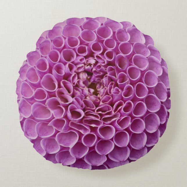 Coussin rond violet rose Dahlia (Devant)