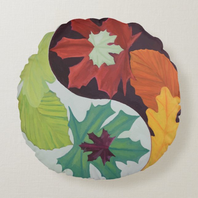 Coussin rond Yin-Yang de quatre saisons (Devant)