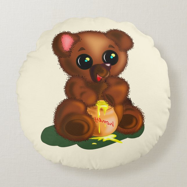 Coussin ronde avec ours bébé - Couleurs personnali (Devant)