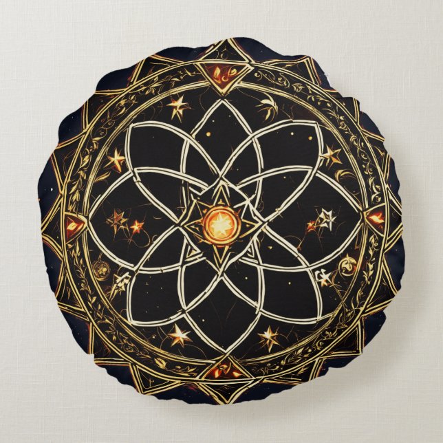 Coussin ronde Black Star - Décor élégant (Dos)