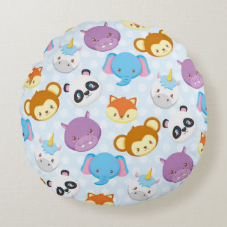 Coussin ronde des amis animaux