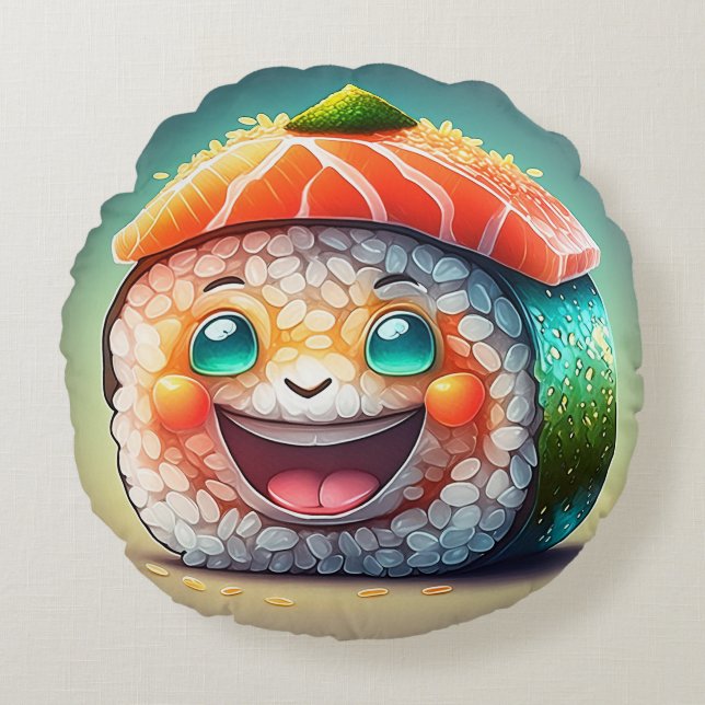 Coussin ronde en Sushi - Design Whimsical Amusemen (Devant)