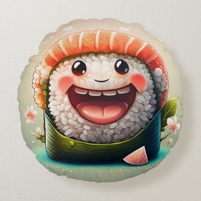 Coussin ronde en Sushi - Design Whimsical Amusemen (Devant)