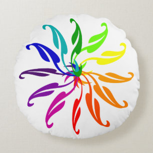 Coussin ronde - Feuilles de couleur arc-en-ciel