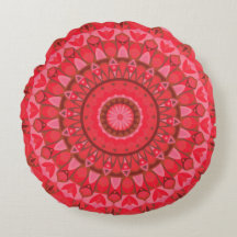 Coussin Ronde Mandala de la base rouge