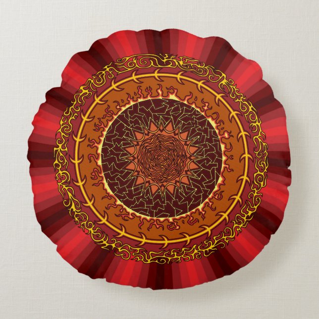 Coussin Ronde Mandala Fire (Devant)