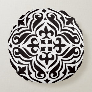 Coussin ronde noir et blanc