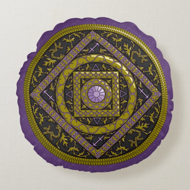 Coussin ronde Sagittarius Mandala (Devant)