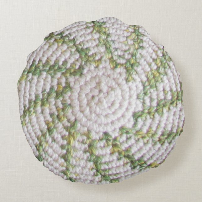 Coussin ronde - Spirales blanches et vertes (Dos)