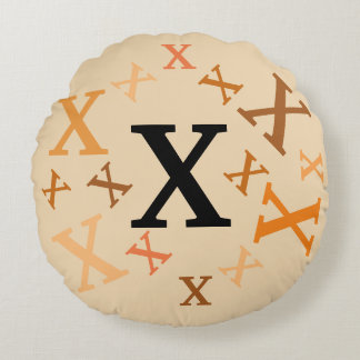 Coussin ronde - Tons de lettres Brown et orange