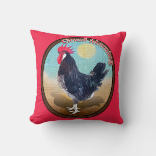 Coussin Rooster de Minorque Bonjour Vintage Oval