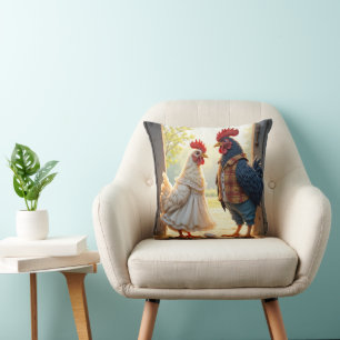 Coussin Rooster et Humour Hen
