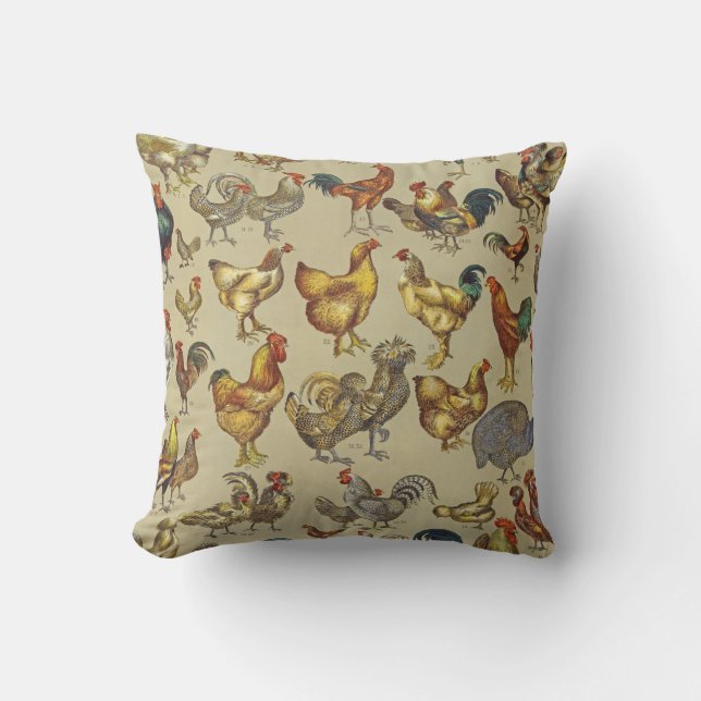 Coussin Rooster Poulet de la ferme Pays Animal (Recto)