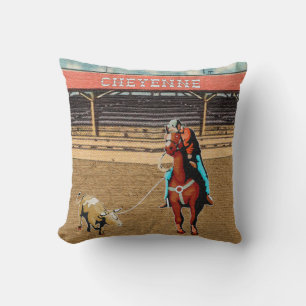Coussin Roping Roping d'équipe de boeuf de cowboy de rodéo