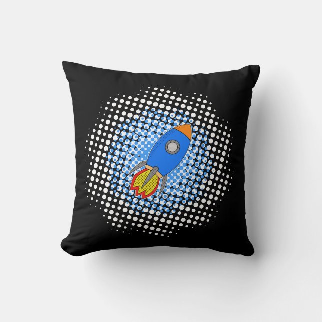 Coussin Roquette De Dessin Avec Galaxie De Halftones (Recto)