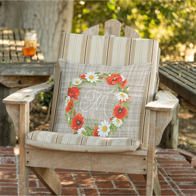 Coussin Roquette Rouge mignonne Blanc Jaune Fleurs de marg (Chaise)