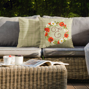 Coussin Roquette Rouge mignonne Blanc Jaune Fleurs de marg