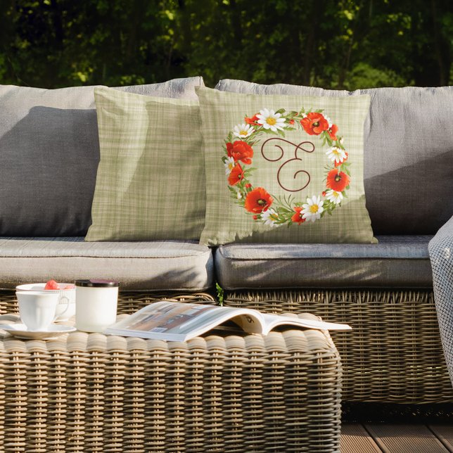 Coussin Roquette Rouge mignonne Blanc Jaune Fleurs de marg (Créateur téléchargé)