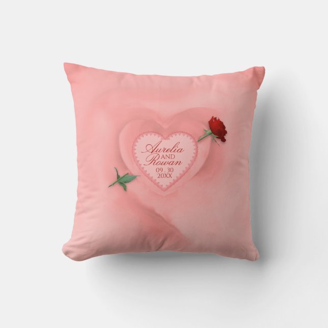 Coussin Rose à travers l'oreiller du coeur (Recto)
