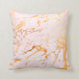 Coussin Rose Abstrait Gold Rose Girly Marble Pastel
