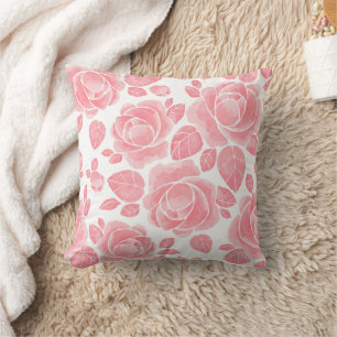Coussin Rose aquarelle rose - Floral romantique