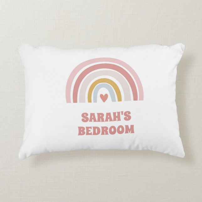 COUSSIN rose ARC-EN-CIEL À TEXTE PERSONNALISÉ (Devant)