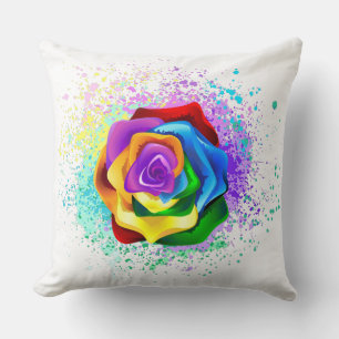 Coussin Rose arc-en-ciel coloré
