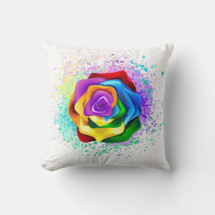 Coussin Rose arc-en-ciel coloré