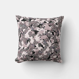 Coussin Rose Argent & Beauté Noir Brillant Gloss Féminin