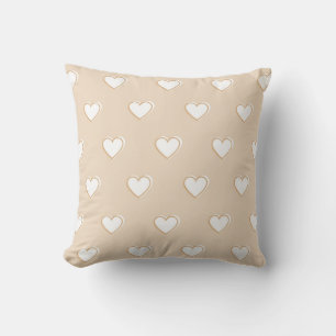 Coussin Rose blanc Beige mignon Motif de coeur simple