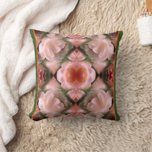 Coussin Rose blanche florale Abstraite teintée