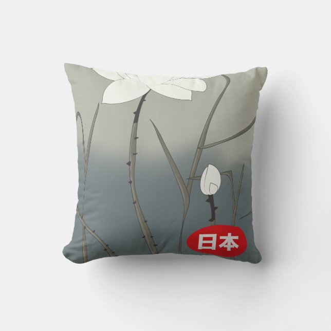 Coussin Rose Blanche Japonaise (Recto)