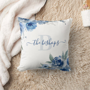 Coussin Rose bleu monochrome