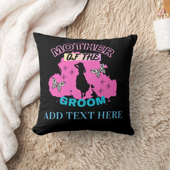 Coussin Rose Bleu & Noir Mère Maman Maman du Marié (Couverture)