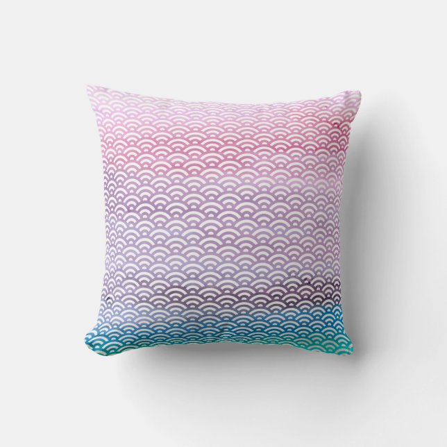 Coussin Rose/Bleu/Turquoise/Toute Couleur Aquarelle Seigai (Recto)