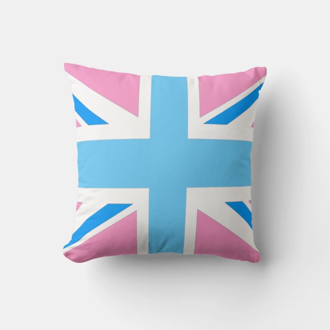Coussin rose britannique de drapeau et carreau en pastel (Recto)