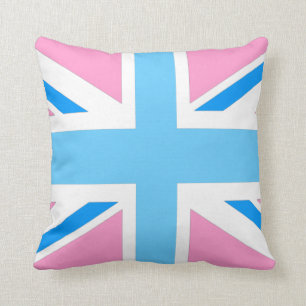Coussin rose britannique de drapeau et carreau en pastel
