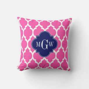 Coussin Rose Chaud #2 Blanc Marocain #4 Navy Monogramme No