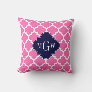 Coussin Rose Chaud #2 Blanc Marocain #5 Navy 3 Monogramme 