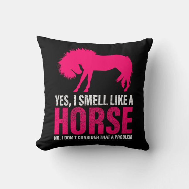 Coussin Rose Chaud Oui Je Sens Comme Un Cheval (Recto)