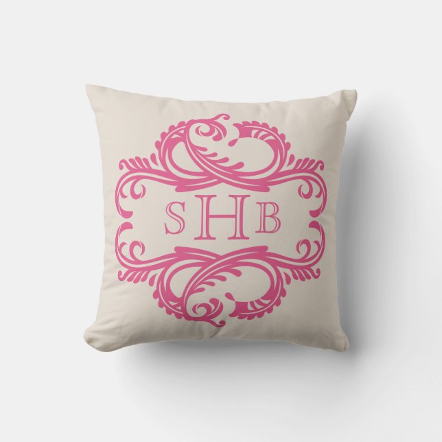 Coussin rose chic Damask (Recto)