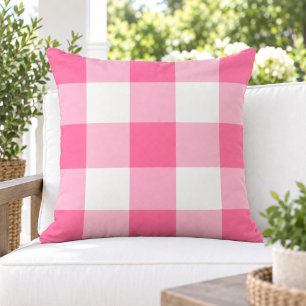 Coussin Rose Clair Rose Clair Gingham À Carreaux Blancs Et